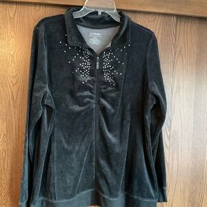 Lane Bryant dark gray Velour Jacket with Rhinestone Accents.  size 14/16